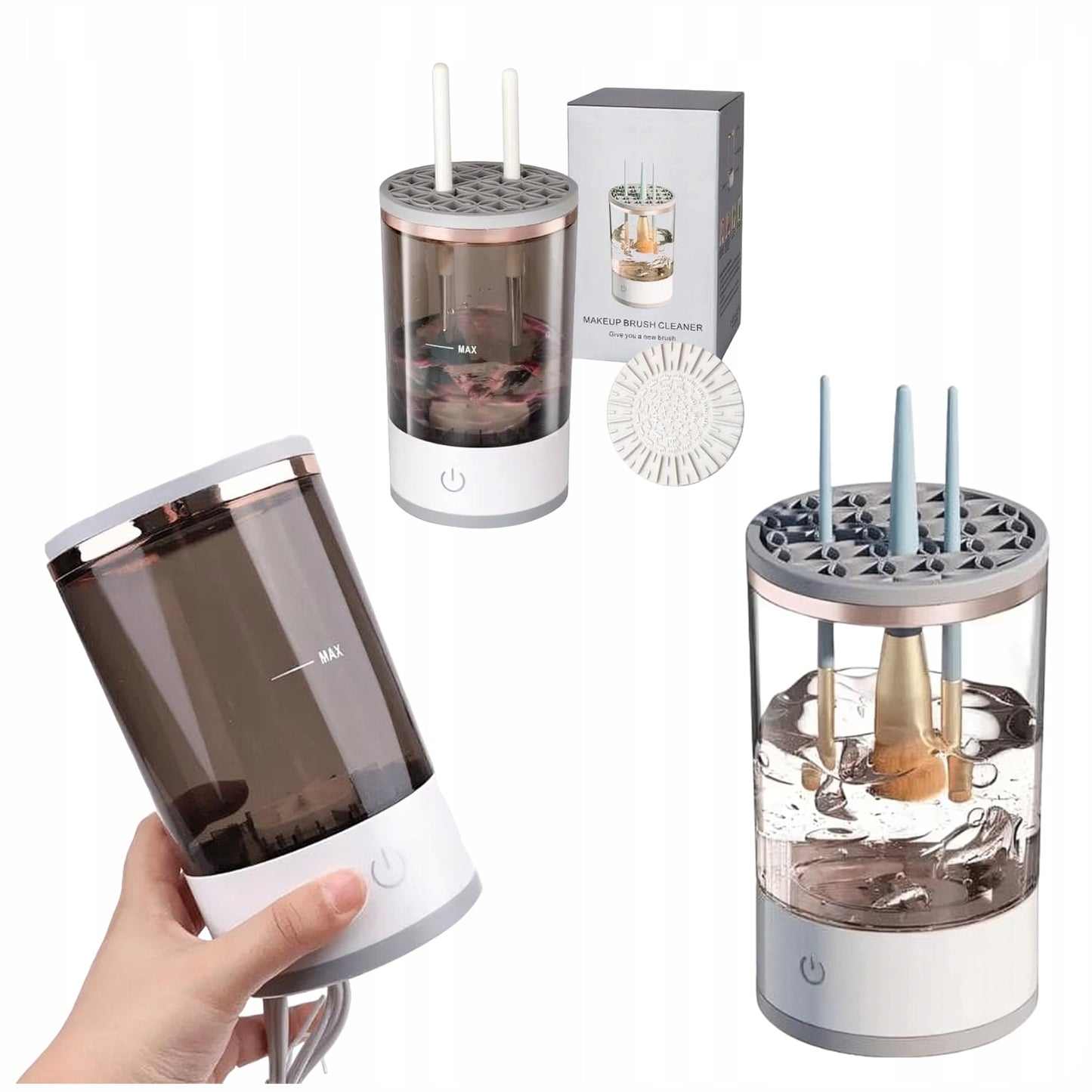 Limpiador eléctrico de brochas de maquillaje 3 en 1