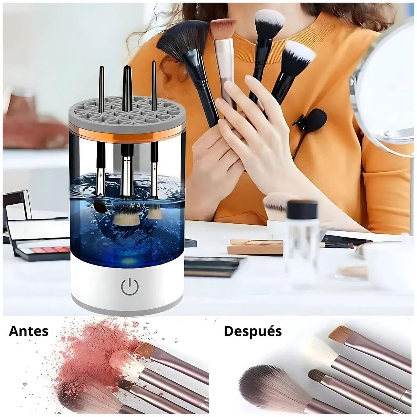 Limpiador eléctrico de brochas de maquillaje 3 en 1